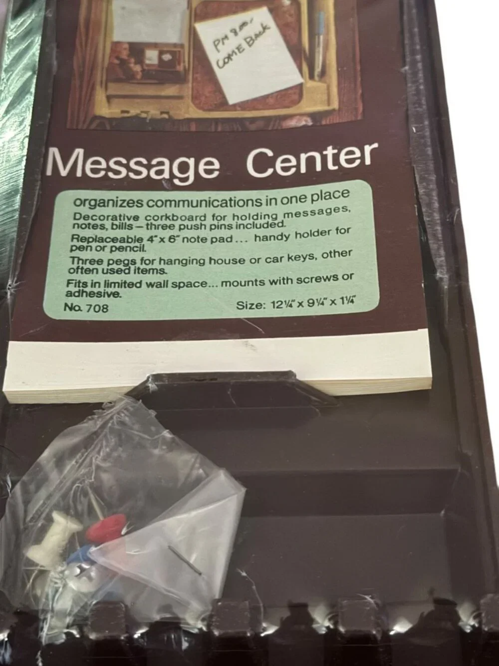 Message Center Organizer With Corkboard & Key Hooks Wall Mountable